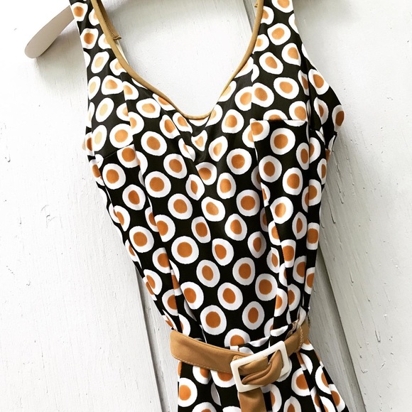 Vintage Mod Elisabeth Stewart Belted Swim Romper - Picture 3 of 11